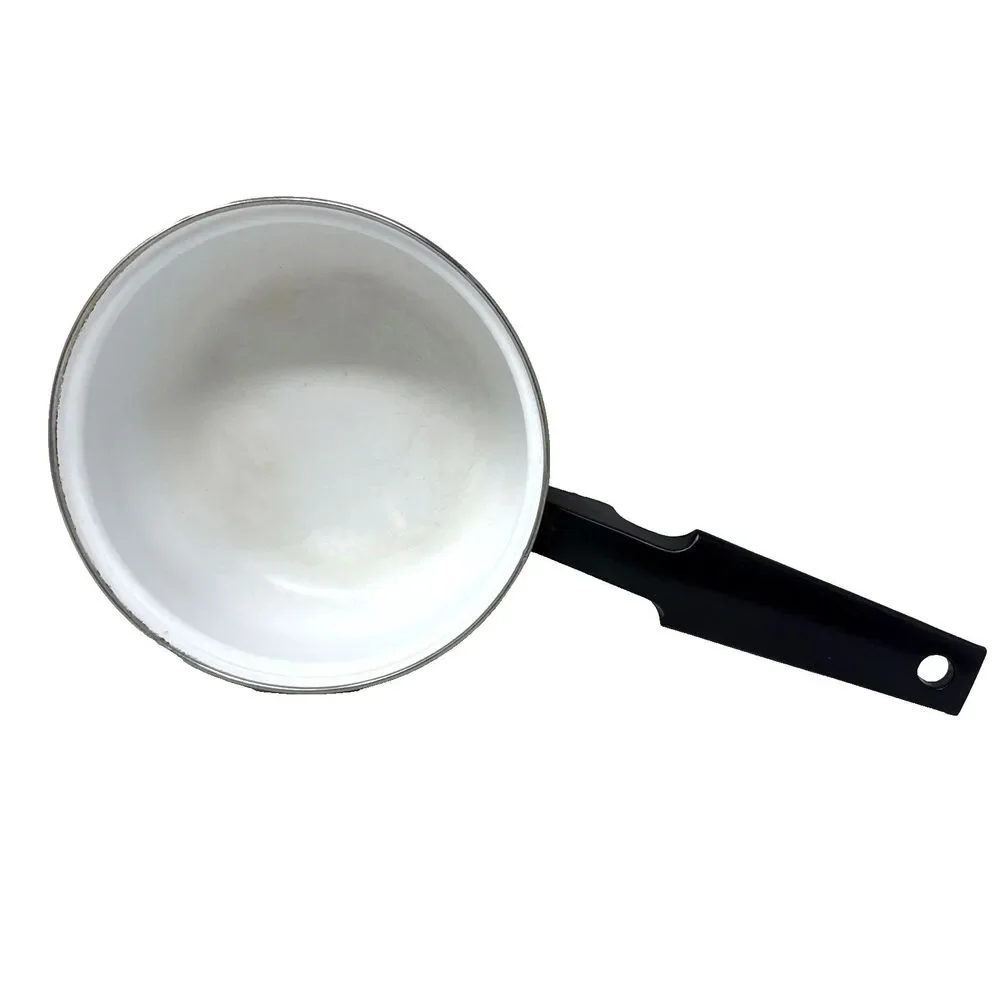 VTG West Bend Le Provencal Enamelware 1.5 Qt Sauce Pan Lid Brown Spade Mushroom